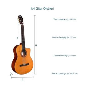 Midex CG-395YLX 4/4 Kesik Kasa Full Set Klasik Gitar Seti