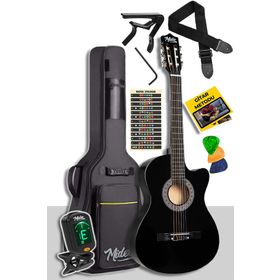 Midex CG390BK-XBAG Siyah 4/4 Sap Ayarlı Kesik Kasa Full Set Klasik Gitar