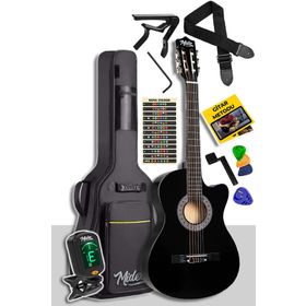 Midex CG390BK-XBAG Siyah 4/4 Sap Ayarlı Kesik Kasa Full Set Klasik Gitar