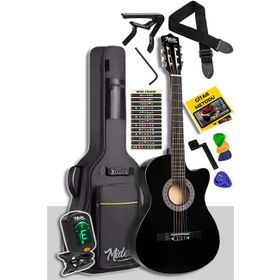 Midex CG390BK-XBAG Siyah 4/4 Sap Ayarlı Kesik Kasa Full Set Klasik Gitar
