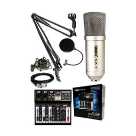 Midex CX1 Condenser Mikrofon Ses Kartlı Mikser + Stand + Filtre