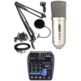 Midex CX1 Condenser Mikrofon Ses Kartlı Mikser + Stand + Filtre