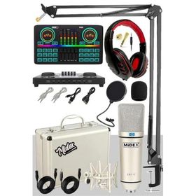 Midex CX1 Effective Set-2 Efektli Ses Kartı-Mikrofon-Kulaklık ve Stand Kayıt Canlı Yayın Seti
