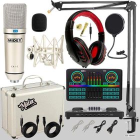 Midex CX1 Effective Set-2 Efektli Ses Kartı-Mikrofon-Kulaklık ve Stand Kayıt Canlı Yayın Seti