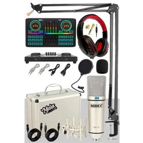 Midex CX1 Effective Set-2 Efektli Ses Kartı-Mikrofon-Kulaklık ve Stand Kayıt Canlı Yayın Seti