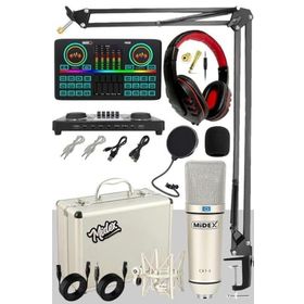 Midex CX1 Effective Set-2 Efektli Ses Kartı-Mikrofon-Kulaklık ve Stand Kayıt Canlı Yayın Seti