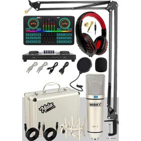 Midex CX1 Effective Set-2 Efektli Ses Kartı-Mikrofon-Kulaklık ve Stand Kayıt Canlı Yayın Seti