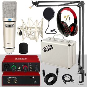 Midex Cx1 Mikrofon + Glx-500 Pro Ses Kartı + Rs-30 Stereo Kulaklık Kayıt Ekipmanı