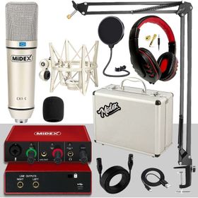 Midex Cx1 Mikrofon + Glx-500 Pro Ses Kartı + Rs-30 Stereo Kulaklık Kayıt Ekipmanı