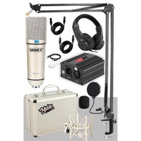 Midex CX1-PH Kondanser Stüdyo Mikrofon Phantom Stand Full Set Power Kulaklık