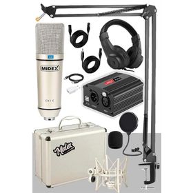 Midex CX1-PH Kondanser Stüdyo Mikrofon Phantom Stand Full Set Power Kulaklık
