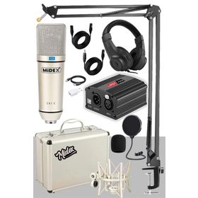 Midex CX1-PH Kondanser Stüdyo Mikrofon Phantom Stand Full Set Power Kulaklık