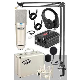 Midex CX1-PH Kondanser Stüdyo Mikrofon Phantom Stand Full Set Power Kulaklık