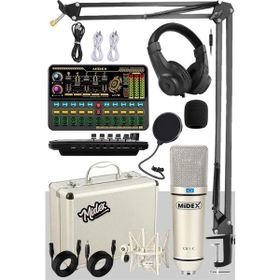 Midex CX1 Platinium Set Efektli Ses Kartı Mikrofon Stand Kayıt Canlı Yayın Seti