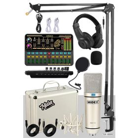Midex CX1 Platinium Set Efektli Ses Kartı Mikrofon Stand Kayıt Canlı Yayın Seti