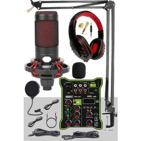 Midex CXN-30 Functional Paket-3 Stüdyo Mikrofon Ses Kartlı Mikser Kulaklık Stand