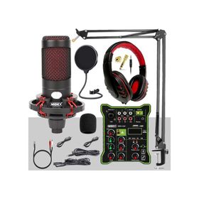 Midex CXN-30 Functional Paket-3 Stüdyo Mikrofon Ses Kartlı Mikser Kulaklık Stand