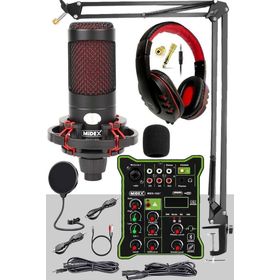 Midex CXN-30 Functional Paket-3 Stüdyo Mikrofon Ses Kartlı Mikser Kulaklık Stand