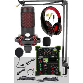 Midex CXN-30 Functional Paket-3 Stüdyo Mikrofon Ses Kartlı Mikser Kulaklık Stand