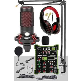 Midex CXN-30 Functional Paket-3 Stüdyo Mikrofon Ses Kartlı Mikser Kulaklık Stand