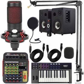 Midex CXN-30 Midi Klavye 4 Kanal Stüdyo Kayıt Mikserli Referans Monitörlü Condenser Mikrofon Seti