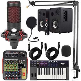 Midex CXN-30 Midi Klavye 4 Kanal Stüdyo Kayıt Mikserli Referans Monitörlü Condenser Mikrofon Seti