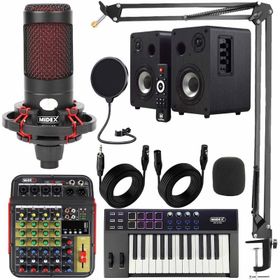 Midex CXN-30 Midi Klavye 4 Kanal Stüdyo Kayıt Mikserli Referans Monitörlü Condenser Mikrofon Seti