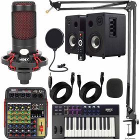 Midex CXN-30 Midi Klavye 4 Kanal Stüdyo Kayıt Mikserli Referans Monitörlü Condenser Mikrofon Seti