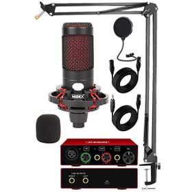Midex CXN-30 Stüdyo Ses Kartlı Condenser Mikrofon Stand Seti