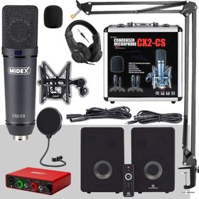 Midex Exclusive Paket-5 Monitör-Mikrofon-Ses Kartı ve Kulaklık Stüdyo Ekipmanları Seti