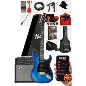 Midex GLC-40Bl-50AMP 50 W Şarjlı BT Amfi Kulaklık ve Full Elektro Gitar Seti
