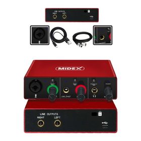 Midex GLX-500 Pro 2 Giriş 2 Çıkış USB Stüdyo Ses Kartı ve XLR Kablo