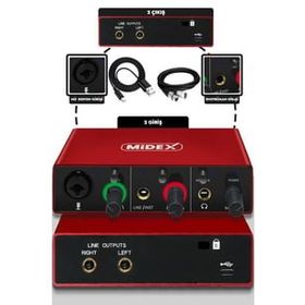 Midex GLX-500 Pro 2 Giriş 2 Çıkış USB Stüdyo Ses Kartı ve XLR Kablo