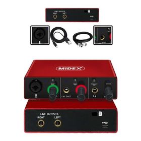 Midex GLX-500 Pro 2 Giriş 2 Çıkış USB Stüdyo Ses Kartı ve XLR Kablo