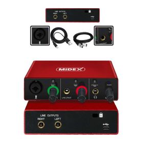 Midex GLX-500 Pro 2 Giriş 2 Çıkış USB Stüdyo Ses Kartı ve XLR Kablo