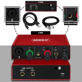 Midex GLX-500 PRO 2 Giriş 2 Çıkış USB Stüdyo Ses Kartı