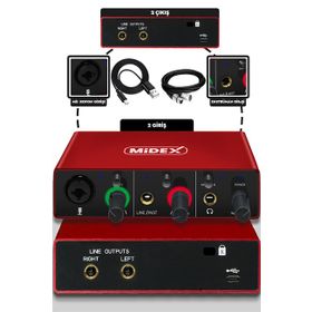 Midex GLX-500 PRO 2 Giriş 2 Çıkış USB Stüdyo Ses Kartı