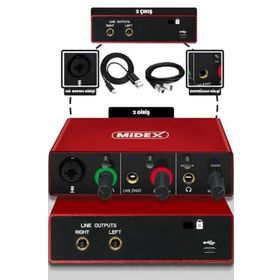 Midex GLX-500 PRO 2 Giriş 2 Çıkış USB Stüdyo Ses Kartı