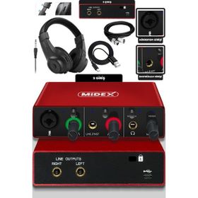 Midex Glx-500 Pro-Hd 2 Giriş 2 Çıkış USB Stüdyo Ses Kartı Kulaklık Ve XLR Kablo