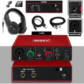 Midex Glx-500 Pro-Hd 2 Giriş 2 Çıkış USB Stüdyo Ses Kartı Kulaklık Ve XLR Kablo