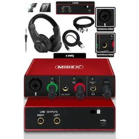 Midex Glx-500 Pro-Hd 2 Giriş 2 Çıkış USB Stüdyo Ses Kartı Kulaklık Ve XLR Kablo