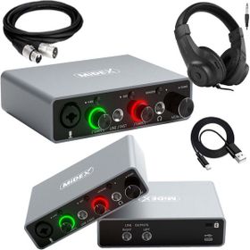 Midex GLX-700GR-H Üst Segment USB Stüdyo Ses Kartı + Kulaklık + Kablo