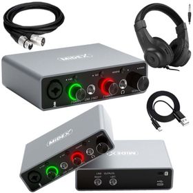Midex GLX-700GR-H Üst Segment USB Stüdyo Ses Kartı + Kulaklık + Kablo