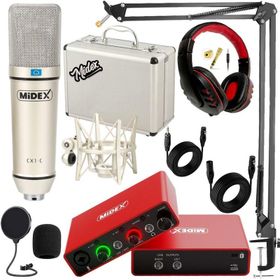 Midex GLX-700RD Ses Kartı + CX1 Stüdyo Mikrofon Stüdyo Ekipman Seti