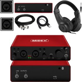 Midex GLX-800RD-H Üst Segment USB Stüdyo Ses Kartı + Kulaklık + Kablo