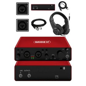 Midex GLX-800RD-H Üst Segment USB Stüdyo Ses Kartı + Kulaklık + Kablo