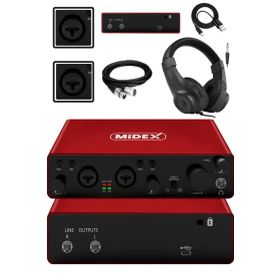 Midex GLX-800RD-H Üst Segment USB Stüdyo Ses Kartı + Kulaklık + Kablo