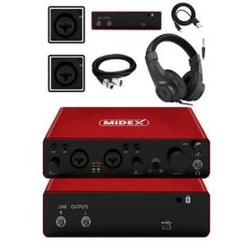Midex GLX-800RD-H Üst Segment USB Stüdyo Ses Kartı + Kulaklık + Kablo