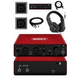 Midex GLX-800RD-H Üst Segment USB Stüdyo Ses Kartı + Kulaklık + Kablo