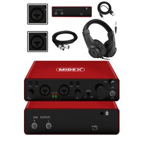 Midex GLX-800RD-H Üst Segment USB Stüdyo Ses Kartı + Kulaklık + Kablo